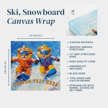 Personalized Snowboard Lions Canvas | Custom Mountain Cabin Wall Art | Ski Lodge Decor Gift