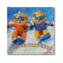 Personalized Snowboard Lions Canvas | Custom Mountain Cabin Wall Art | Ski Lodge Decor Gift
