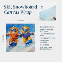 Personalized Snowboard Lions Canvas | Custom Mountain Cabin Wall Art | Ski Lodge Decor Gift