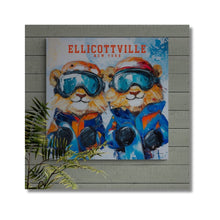 Personalized Ski Animal Canvas Art Print 24x24 | Custom Winter Sports Decor | Kids Room Wall Art | Snowboard Nursery Gift