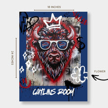 Custom Buffalo Street Art Poster – 18x24 Graffiti-Style Buffalo Head with Text Personalization