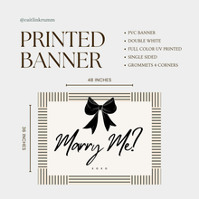 Marry Me Banner 36x48 | Wedding Proposal Sign | Elegant Bow Decor