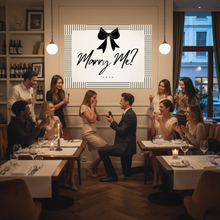 Marry Me Banner 36x48 | Wedding Proposal Sign | Elegant Bow Decor