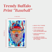 Buffalo Print Baseball Bisons Fan Art | 11x17 Buffalo Sports Print