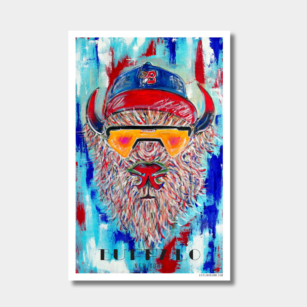 Buffalo Print Baseball Bisons Fan Art | 11x17 Buffalo Sports Print