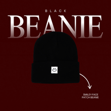 Smiley Face Patch Beanie Stretchy One Size Fits Most