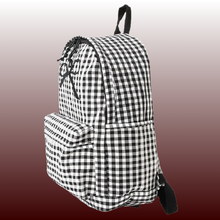 Coquette Bow Embroidered Checkered Backpack Multi-Pocket Design