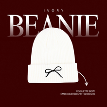Coquette Bow Embroidered Knitted Beanie Cuffed Style