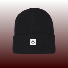 Smiley Face Patch Beanie Stretchy One Size Fits Most