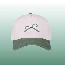 Coquette Bow Embroidered Two-Tone Canvas Cotton Baseball Cap