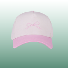 Coquette Bow Embroidered Two-Tone Canvas Cotton Baseball Cap