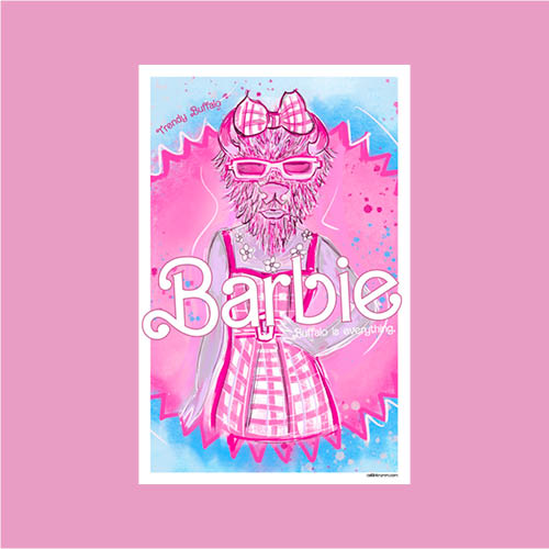 Buffalo Print Barbie Art | 11x17 Buffalo Theme Print