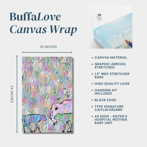 BuffaLove Canvas Wrap  Pastel Duo  | As Seen at Sisters Hospital