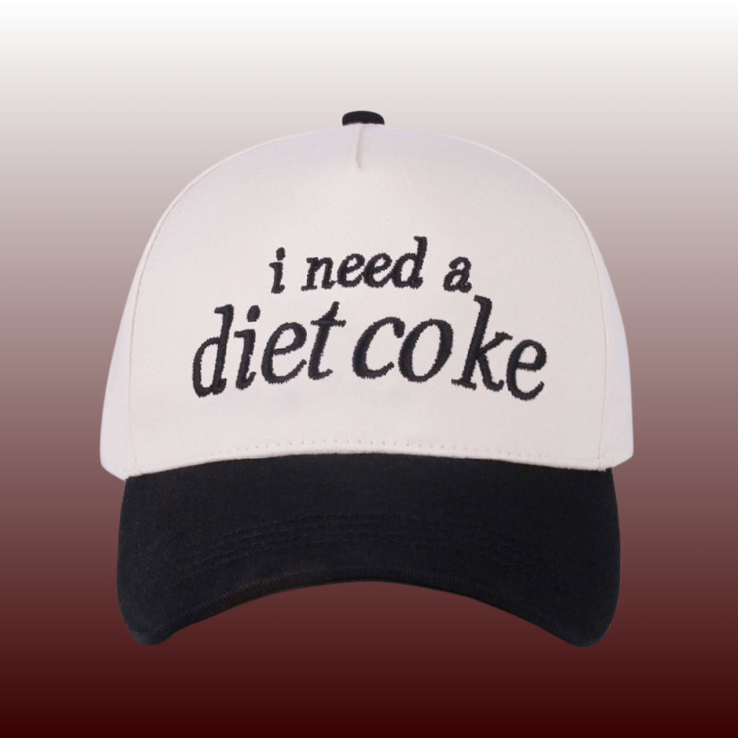 I NEED A DIET COKE Two-Tone Canvas Cotton Baseball Cap