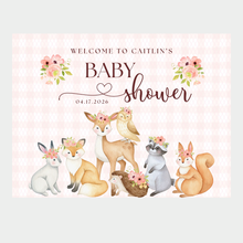 Woodland Baby Shower Banner | Floral Animals Welcome Sign 36x48