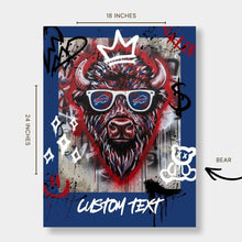 Custom Buffalo Street Art Poster – 18x24 Graffiti-Style Buffalo Head with Text Personalization