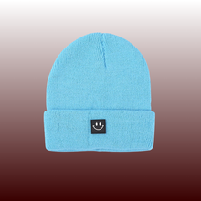 Smiley Face Patch Beanie Stretchy One Size Fits Most