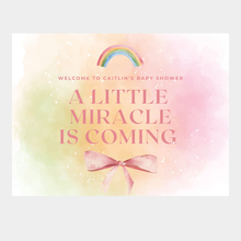 Rainbow Baby Shower Banner | A Little Miracle is Coming Sign