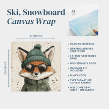 Personalized Ski House Canvas Wall Art | Custom Fox Winter Decor | Mountain Cabin Lodge Gift