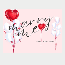 Marry Me Balloon Banner 36x48 | Pink Heart Proposal Sign | Custom Name