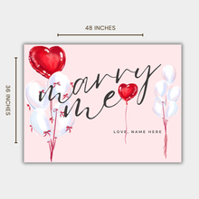 Marry Me Balloon Banner 36x48 | Pink Heart Proposal Sign | Custom Name