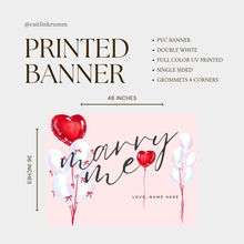 Marry Me Balloon Banner 36x48 | Pink Heart Proposal Sign | Custom Name