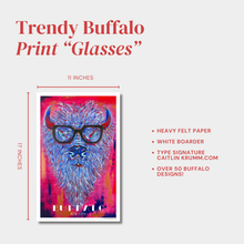 Buffalo Print Glasses Art | 11x17 Buffalo Theme Print