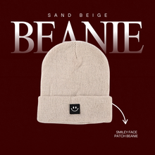 Smiley Face Patch Beanie Stretchy One Size Fits Most