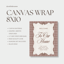 8x10 modern farmhouse canvas print with phone-free family time quote in chocolate brown palette