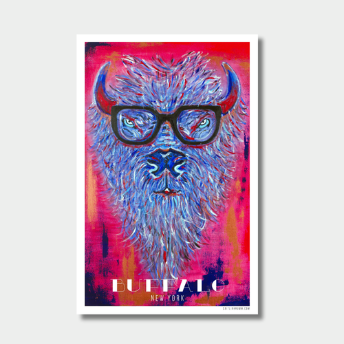 Buffalo Print Glasses Art | 11x17 Buffalo Theme Print