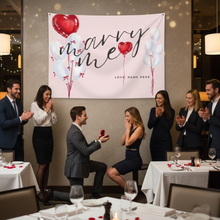 Marry Me Balloon Banner 36x48 | Pink Heart Proposal Sign | Custom Name