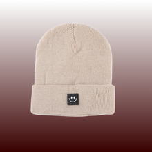 Smiley Face Patch Beanie Stretchy One Size Fits Most