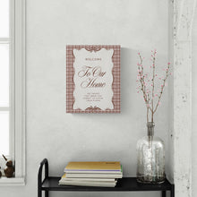 Welcome To Our Home Sign | Coquette Farmhouse 8x10 Canvas Print | Brown Plaid Wall Art | Modern Rustic Entryway Decor | Phone-Free Family Time Quote