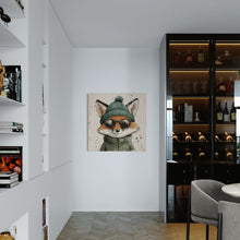 Personalized Ski House Canvas Wall Art | Custom Fox Winter Decor | Mountain Cabin Lodge Gift