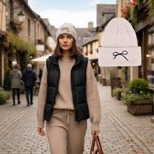 Coquette Bow Embroidered Knitted Beanie Cuffed Style