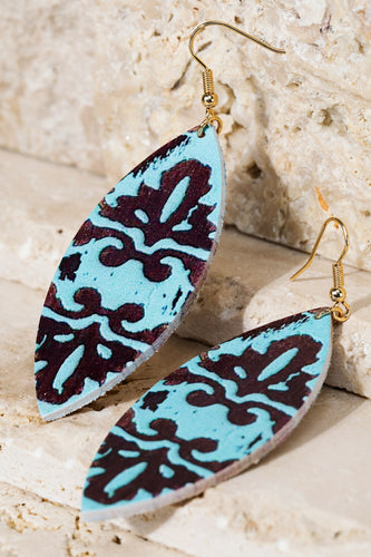 Print Earrings Teal