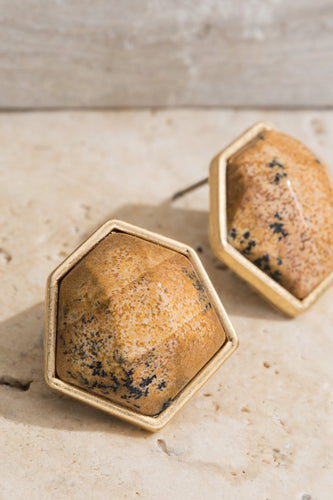 Jasper Hexagon Stud