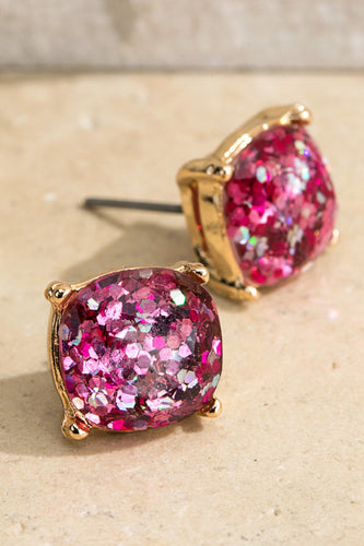 Pink Glitter Studs