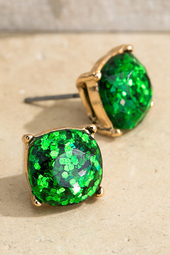 Green Glitter Studs