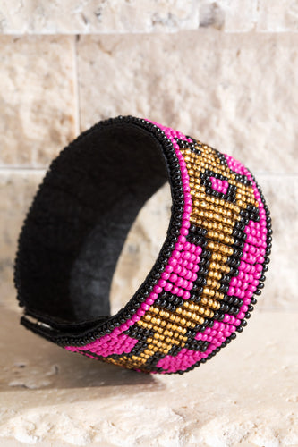 Leopard Print Seed Bead Bracelet