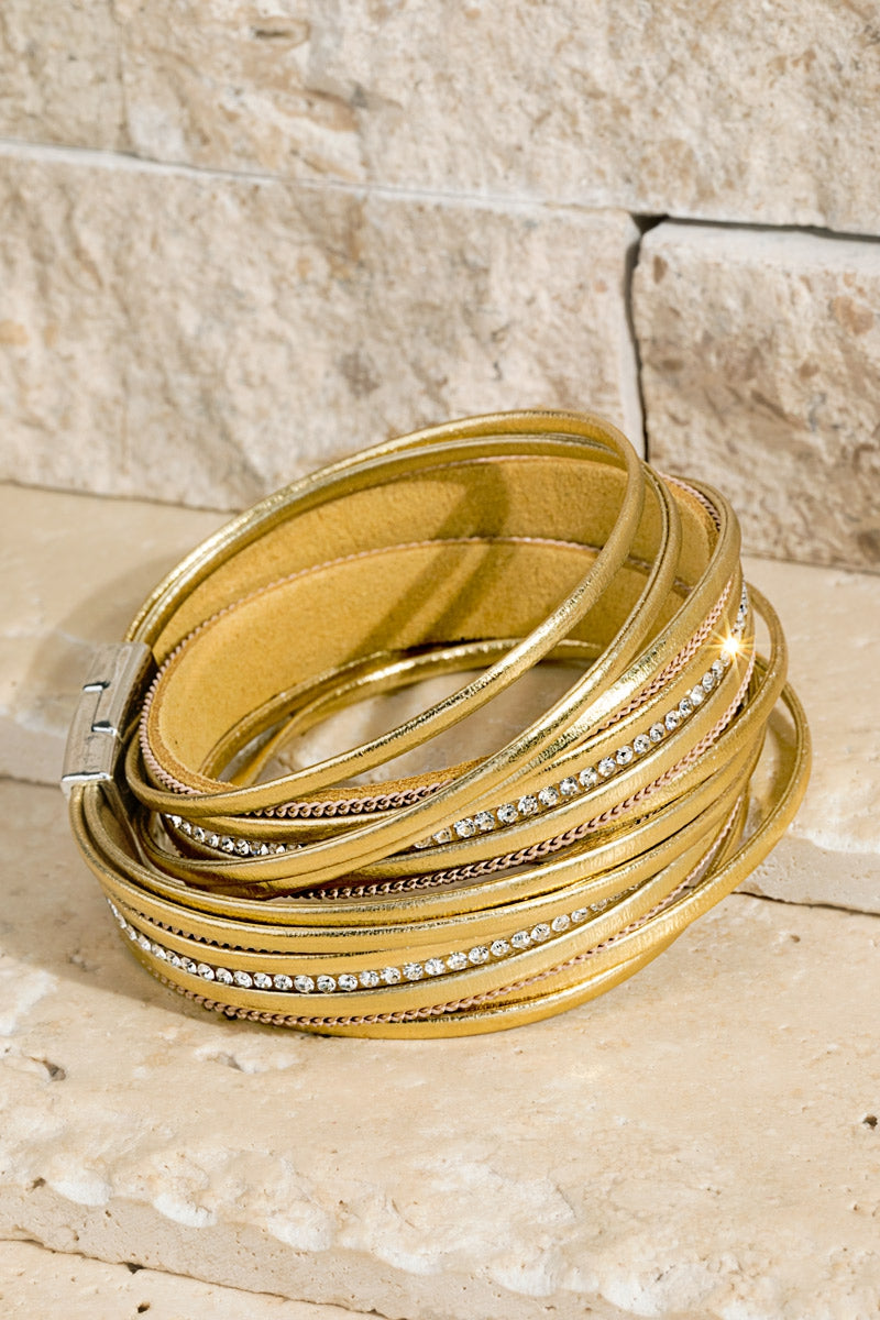 Layer Leather Bracelet Gold